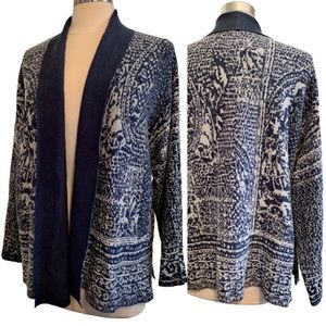 Women’s Pure Jill Cardigan Blue Gray pattern Sz M